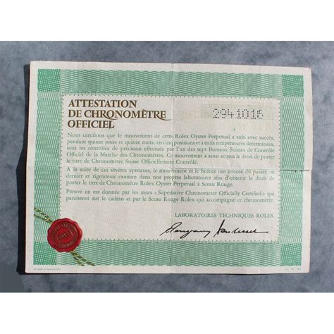 attestation de chronometre officiel rolex|rolex 1530 chronometer.